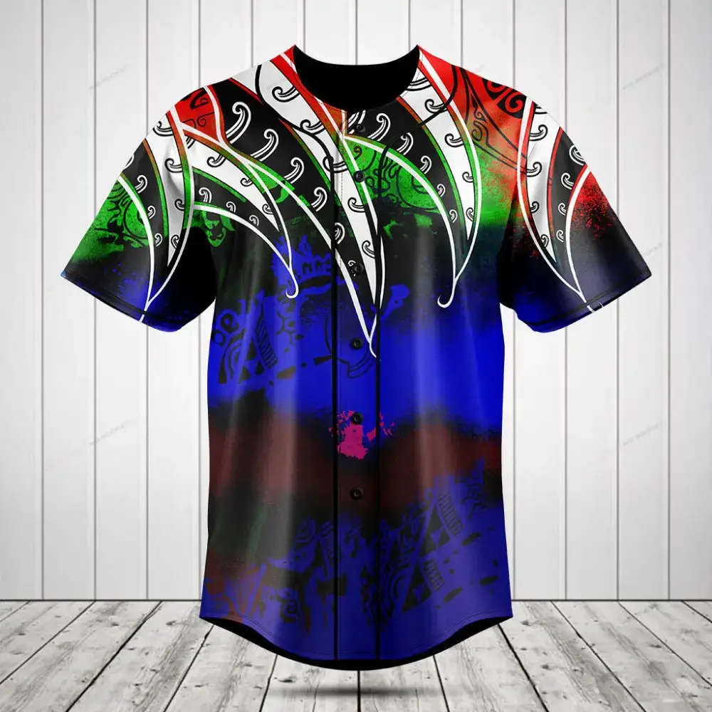 Vibrant Tribal Print Baseball Jersey - Unisex Short Sleeve Shirt For Bold Style Image