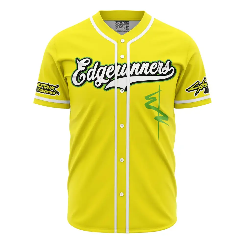 Vibrant Yellow Edgerunners Baseball Jersey - Anime-Inspired Sportswear For Fans Image