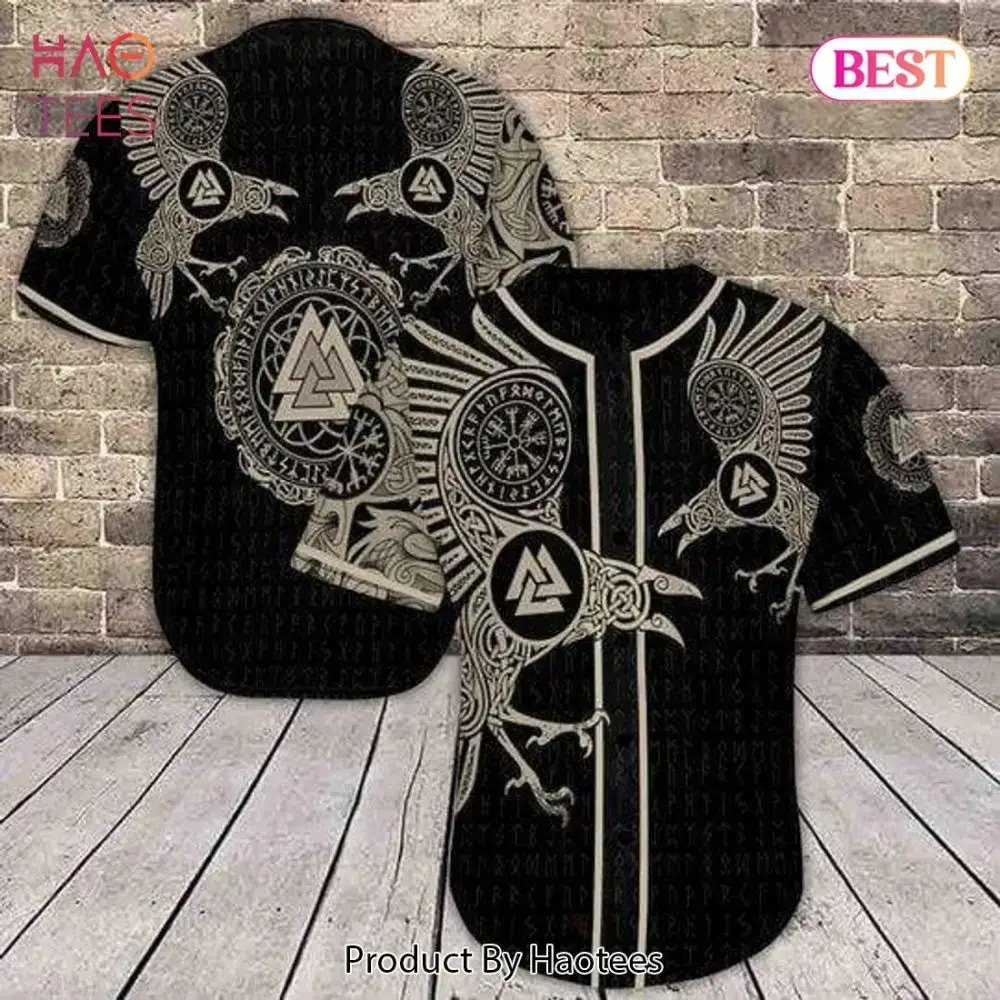 Viking Raven Baseball Jersey - Norse Mythology Design, Unisex Casual Shirt Image