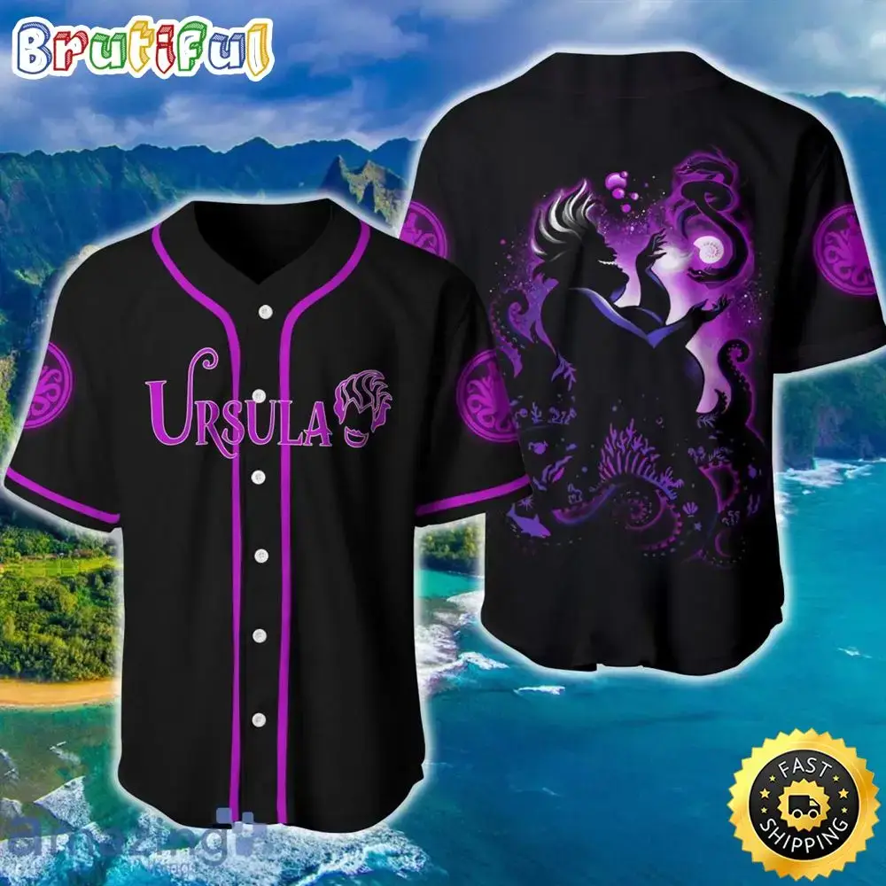 Villian Ursula Little Mermaid Purple Black Disney Baseball Jersey Image