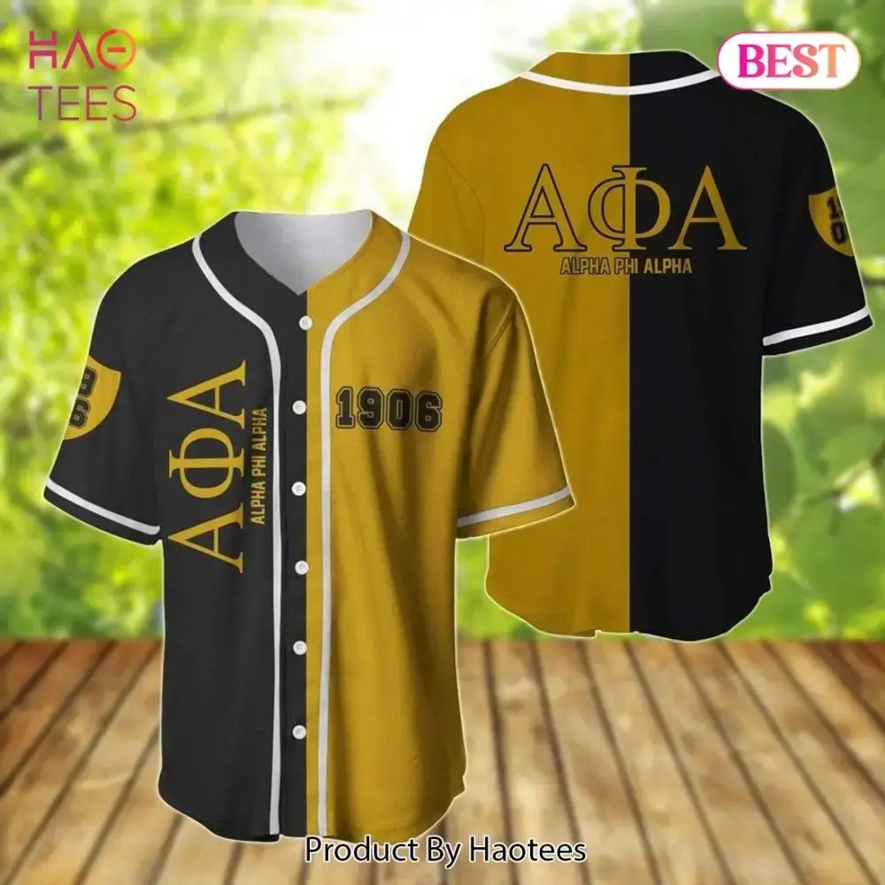 Vintage Alpha Phi Alpha 1906 Jersey - Stylish Black & Gold Greek Apparel Image