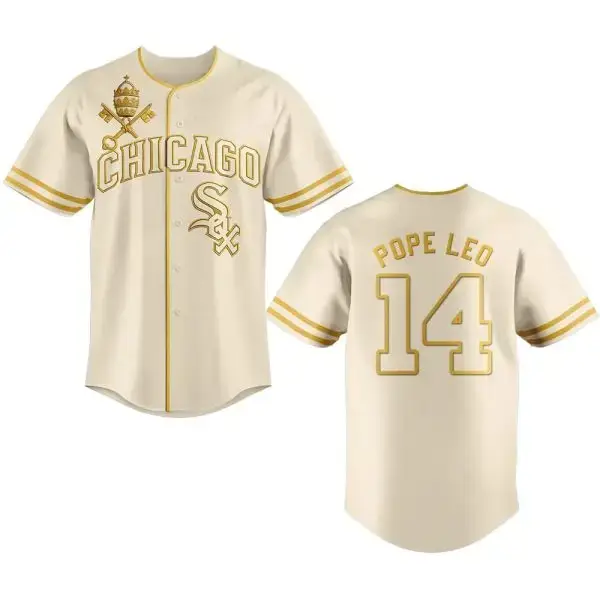 Vintage Chicago Baseball Jersey - Custom Pope Leo #14 Classic Design Image
