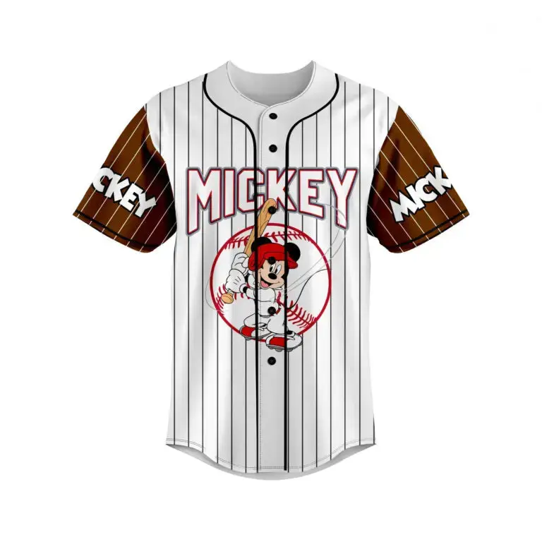 Vintage Mickey Baseball Jersey - Classic Stripes & Fun Design For Fans Image