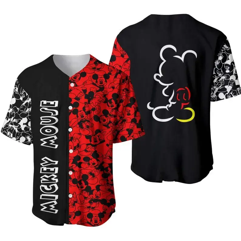 Vintage Mickey Mouse Baseball Jersey – Bold Red & Black Design For Disney Fans Image