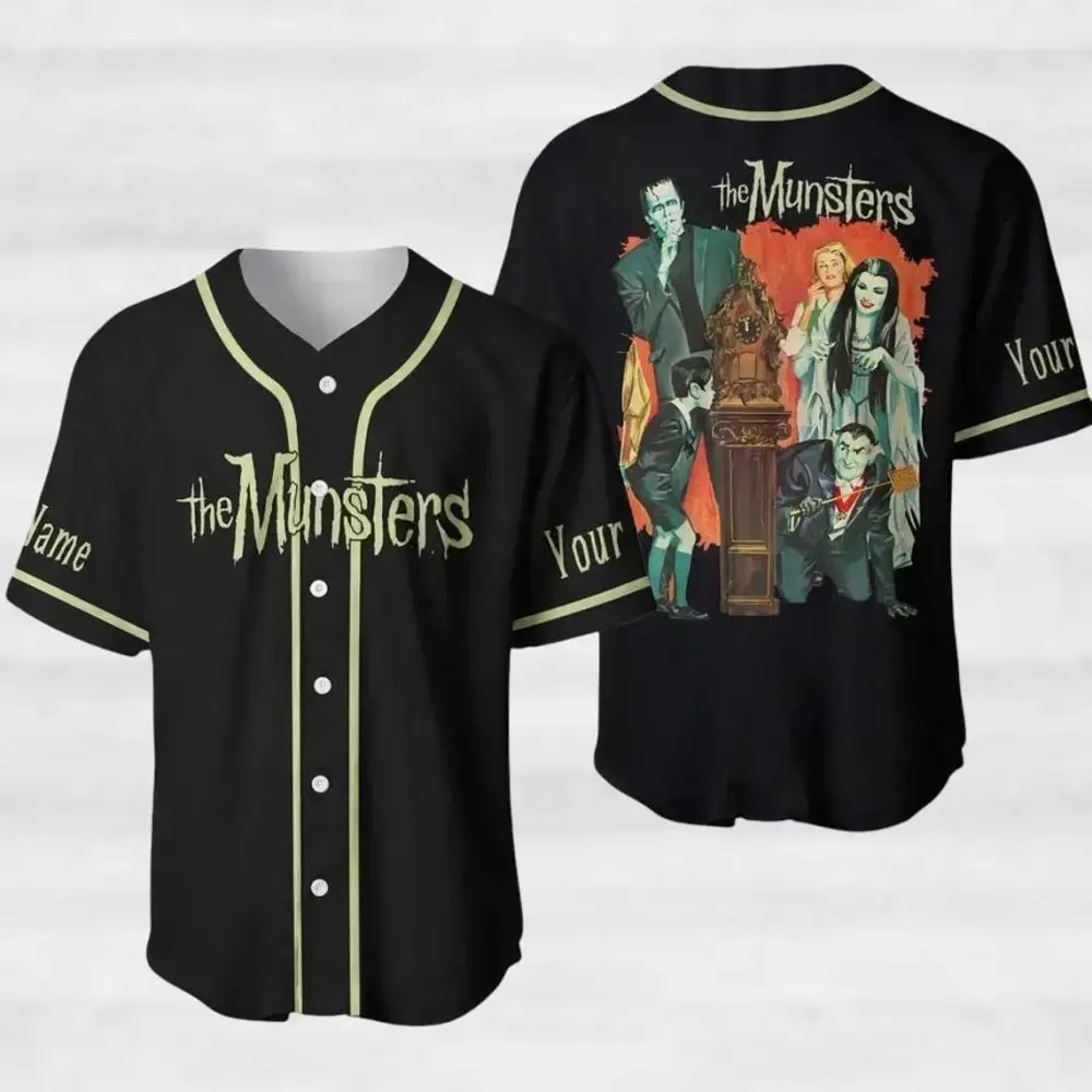 Vintage The Munsters Baseball Jersey – Customizable Name, Unisex Retro Style Image
