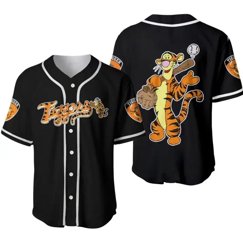 Vintage Tigger Baseball Jersey - Fun Cartoon Design, Perfect Gift For Fans Image