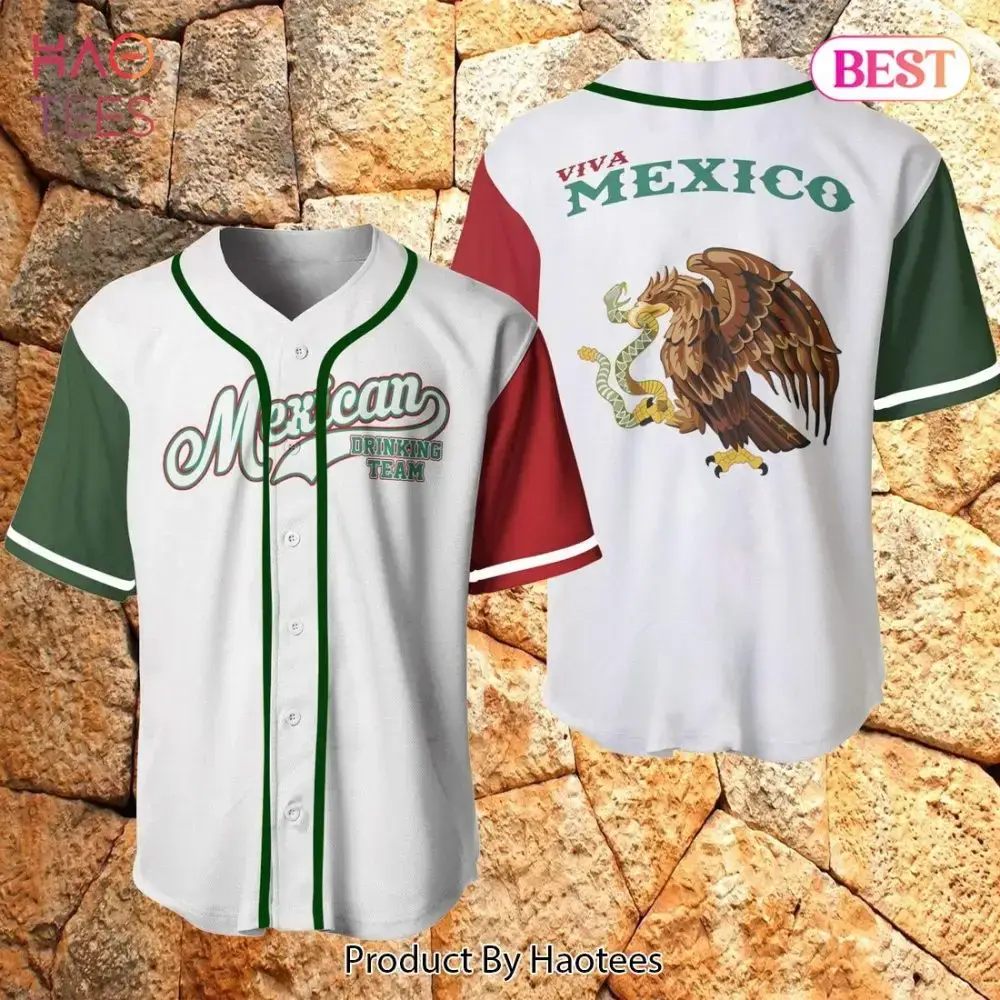 Viva Mexico Baseball Jersey - Mexican Drinking Team Eagle Design Shirt Image