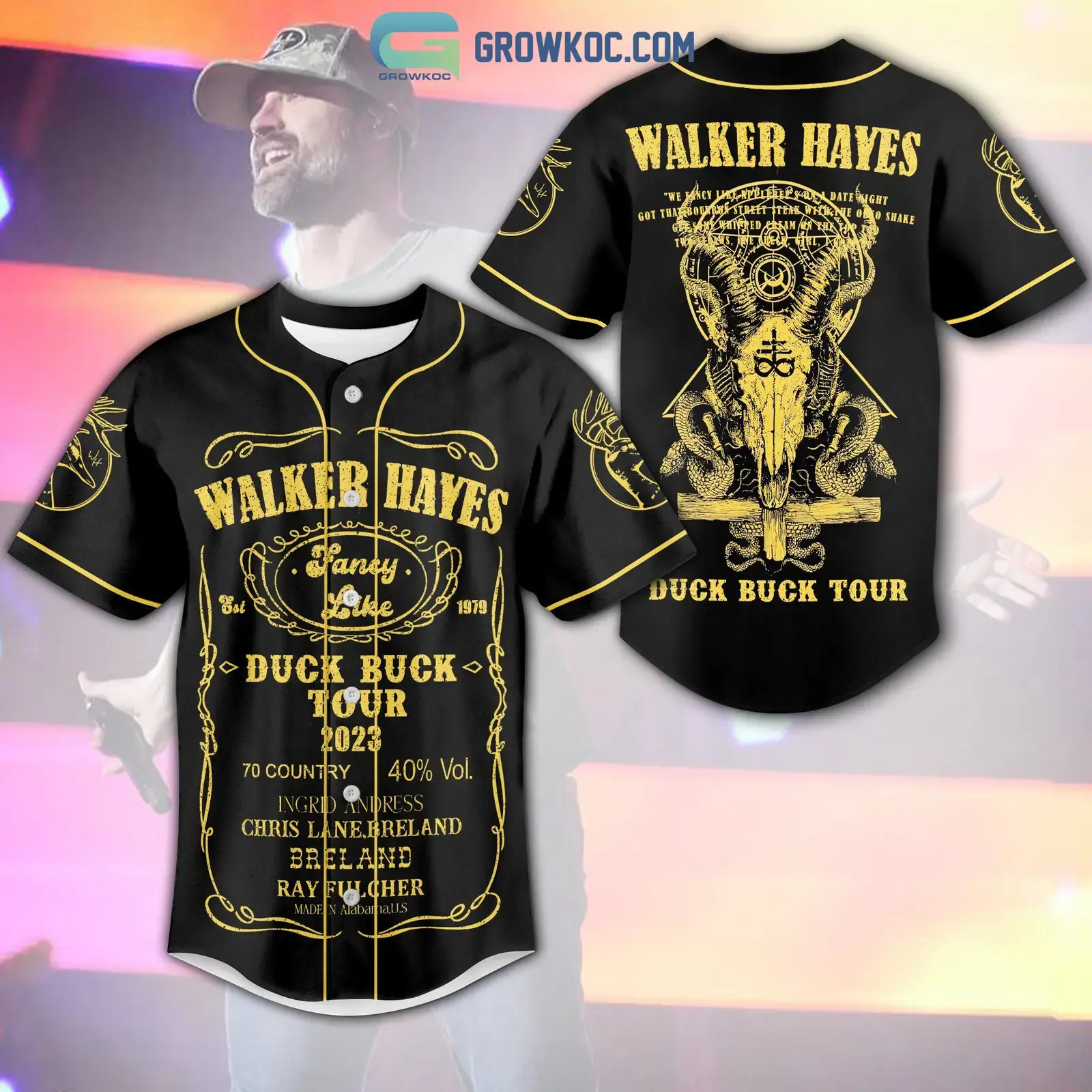 Walker Hayes Duck Buck Tour 2023 Baseball Jersey Image