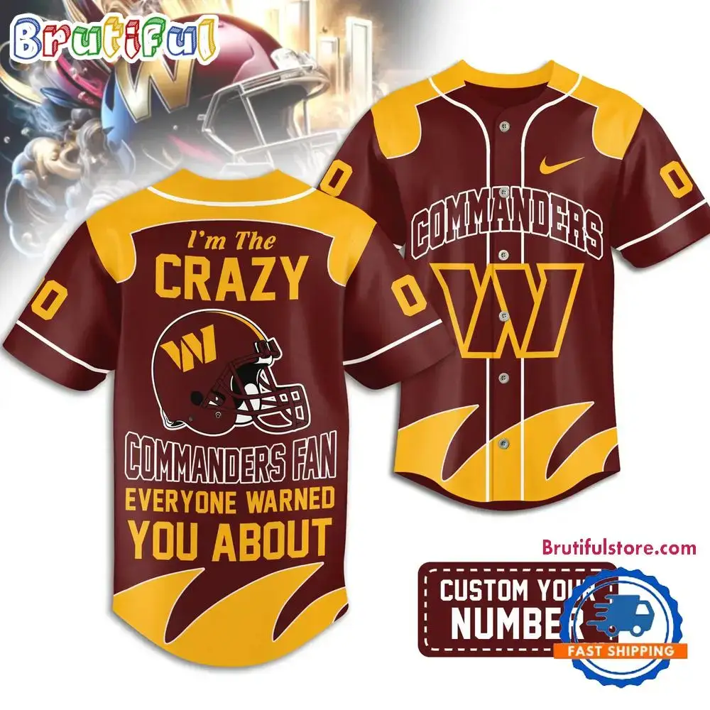 Washington Commanders 2026 NFL Crazy Football Fan Personalized Jersey Shirt Image