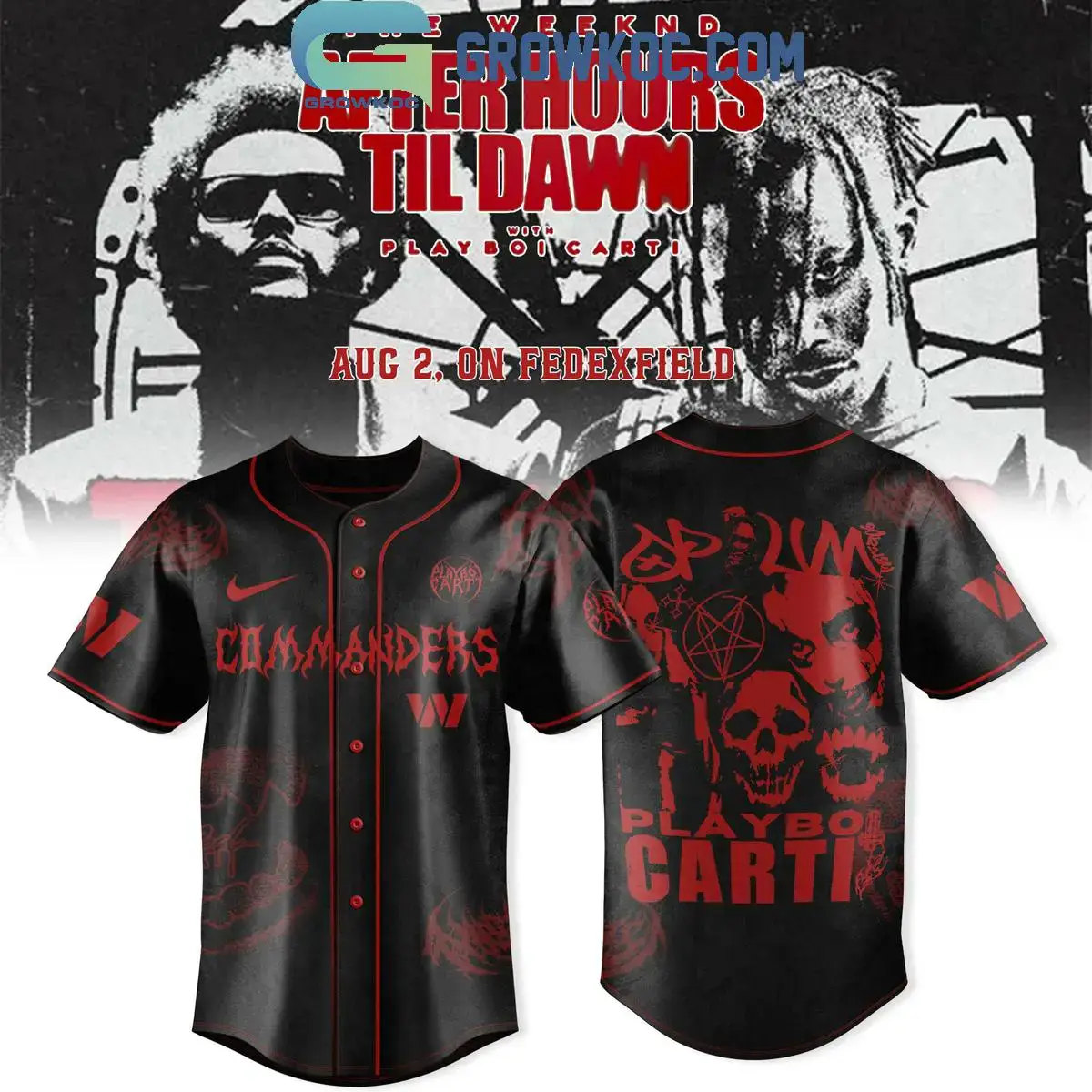Washington Commanders x Playboi Carti The Weeknd's Tour 2025 Jersey Image