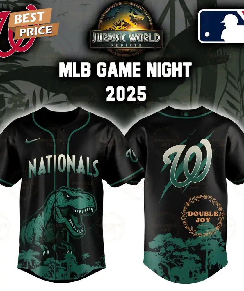Washington Nationals Jurassic World Rebirth Game Night 2025 Special Edition Baseball Jersey Image