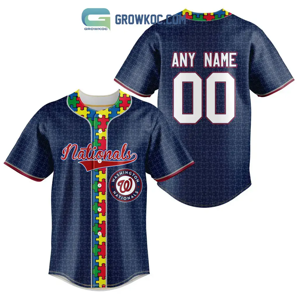Washington Nationals MLB Fearless Against Autism Personalized Baseball Jersey Image