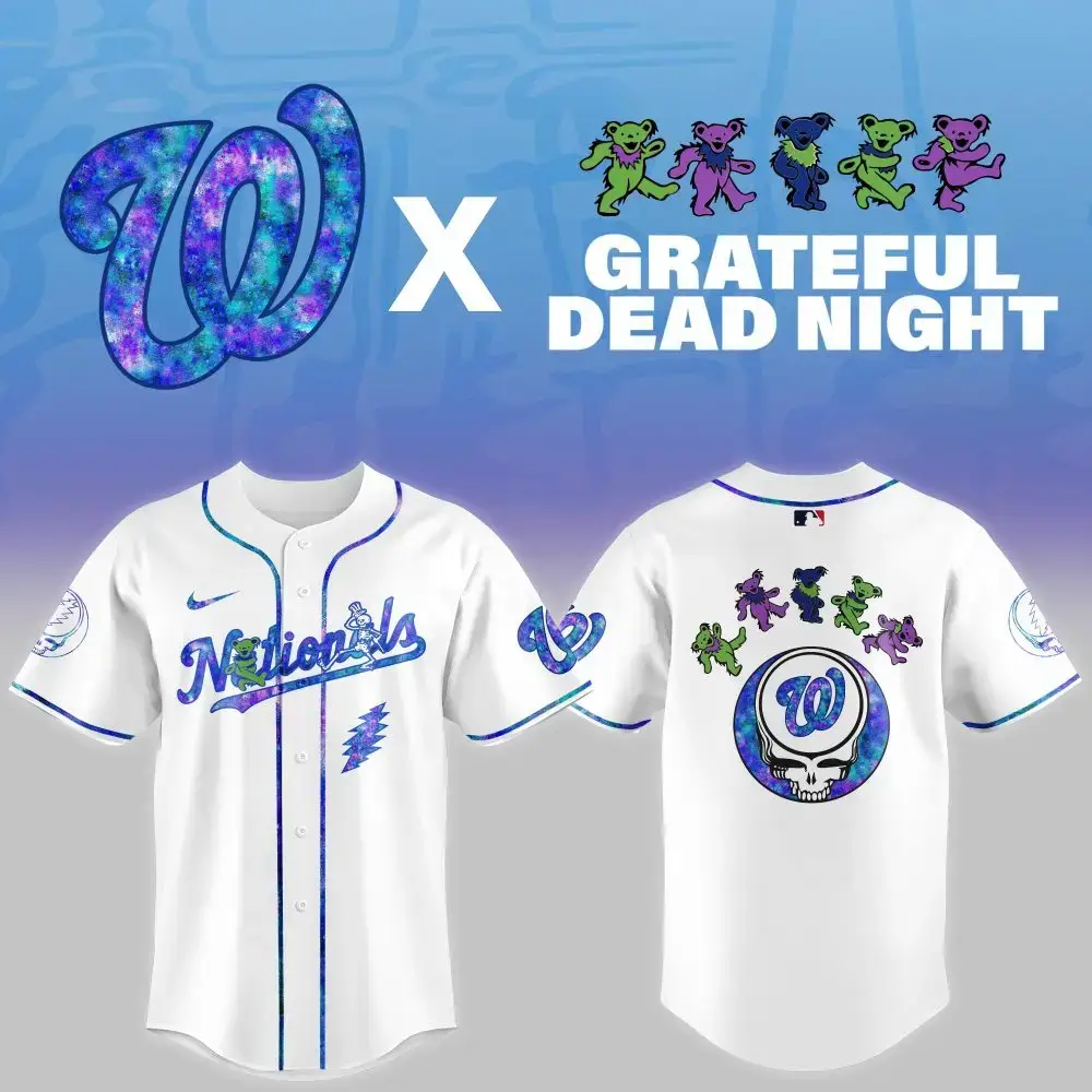 Washington Nationals Mlb X Grateful Dead Theme Night Game Custom Baseball Jersey Image