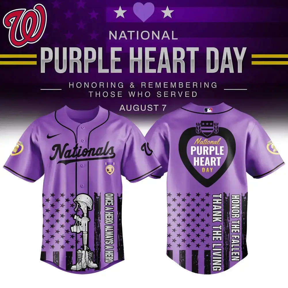Washington Nationals Mlb X Usa Purple Heart Day Custom Baseball Jersey Image