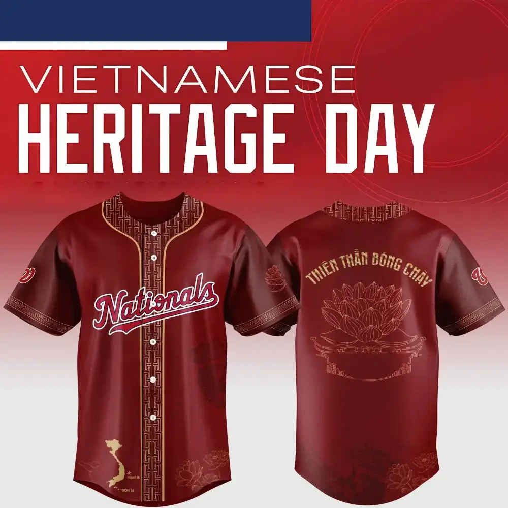 Washington Nationals Mlb X Vietnamese Heritage Night Custom Baseball Jersey Image