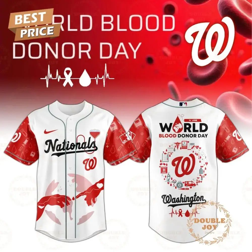Washington Nationals World Blood Donor Day 2025 Special Edition Baseball Jersey Image