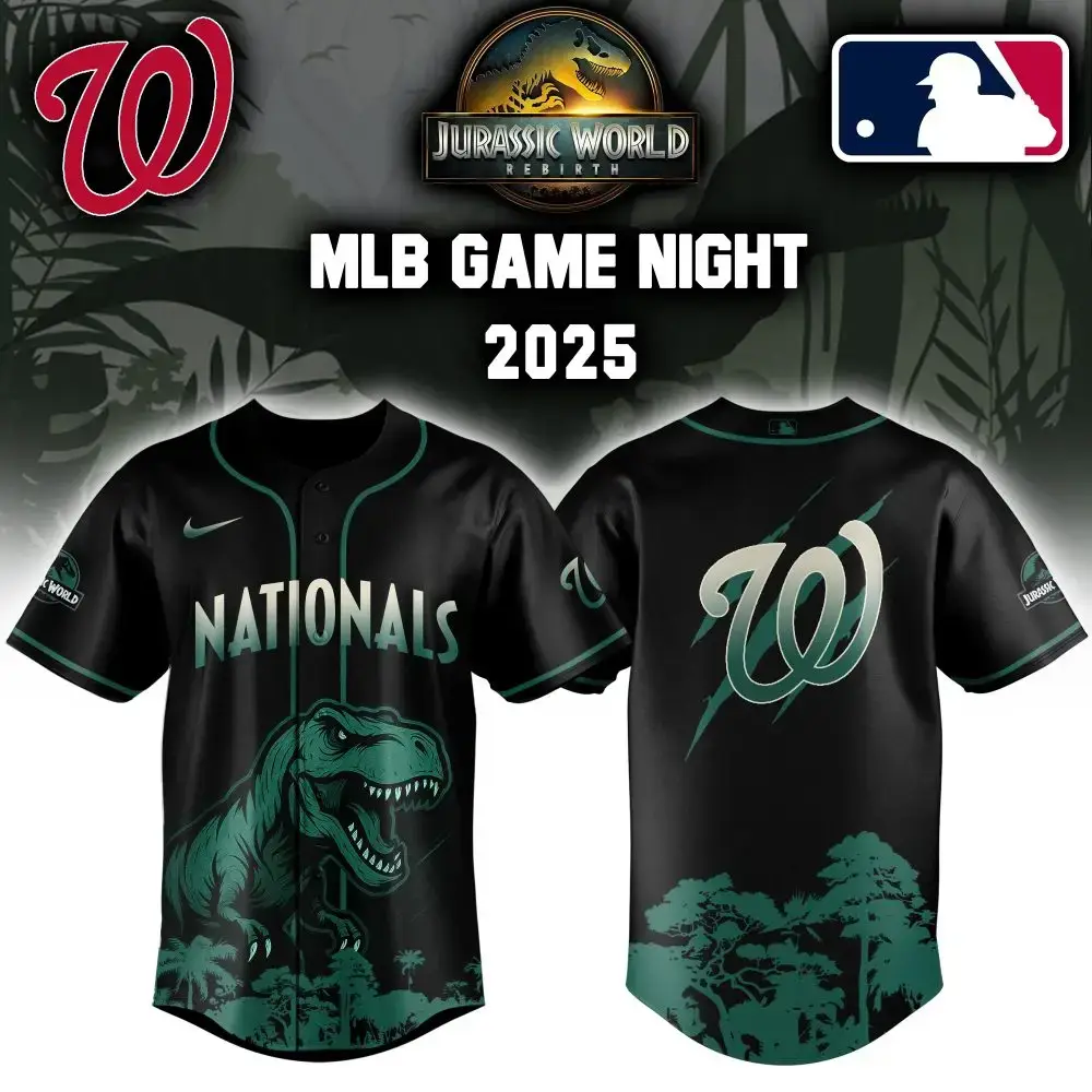 Washington Nationals X Mlb Jurassic World Custom Baseball Jersey Image