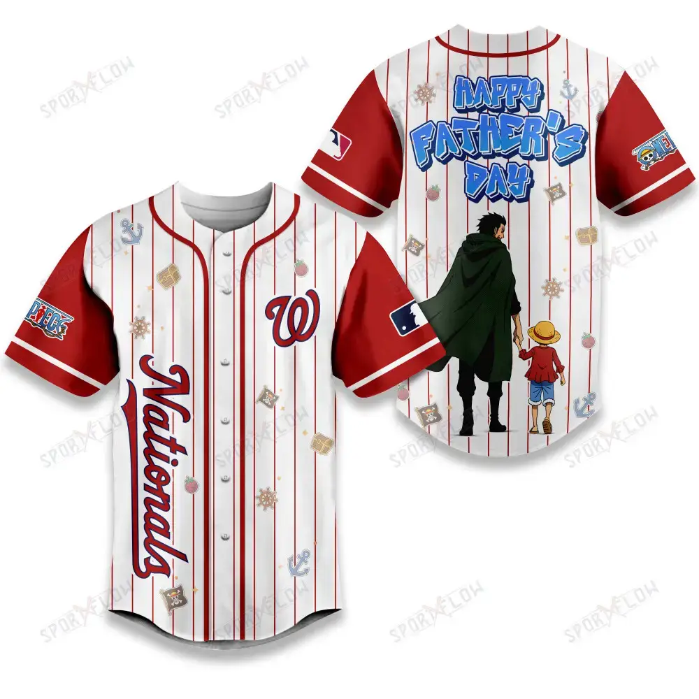 Washington Nationals X One Piece Dragon & Luffy Dad Baseball Jersey Image