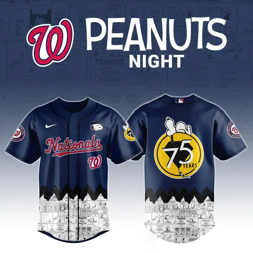 Washington Nationals X Peanuts Night Custom Baseball Jersey Image