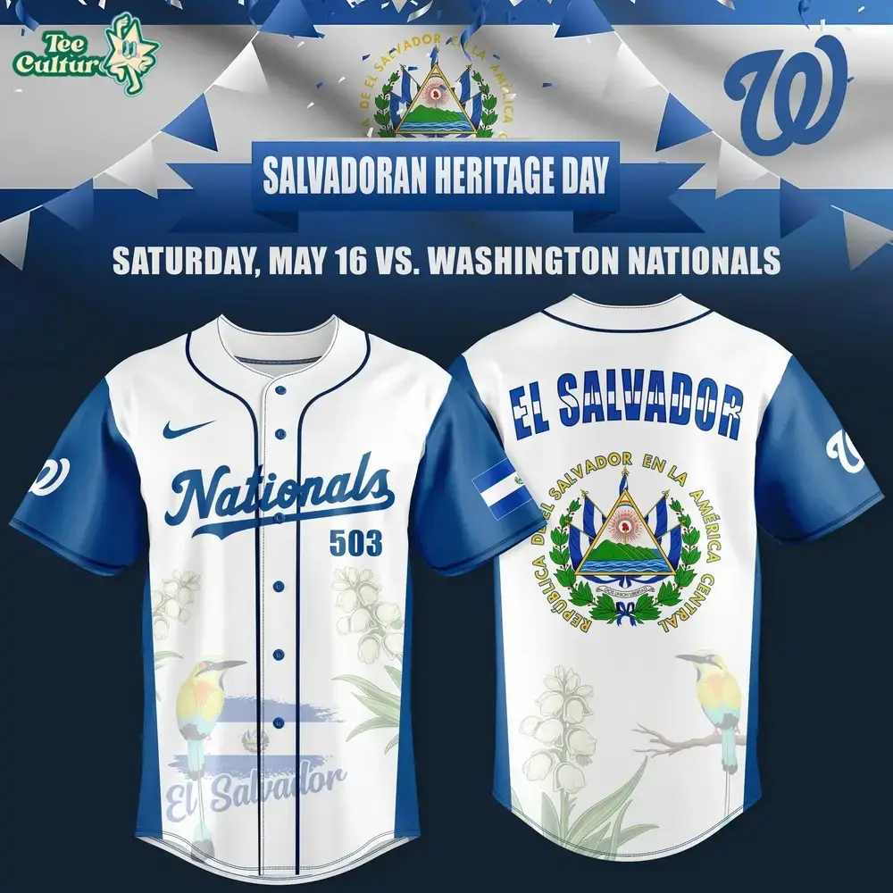 Washington Nationals x Salvadoran Heritage Day in DC 2026 Edition Jersey Image