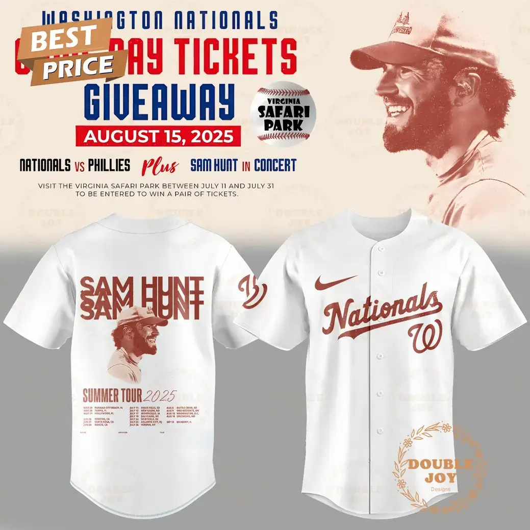 Washington Nationals x Sam Hunt Sumer Tour 2025 Baseball Jersey Image