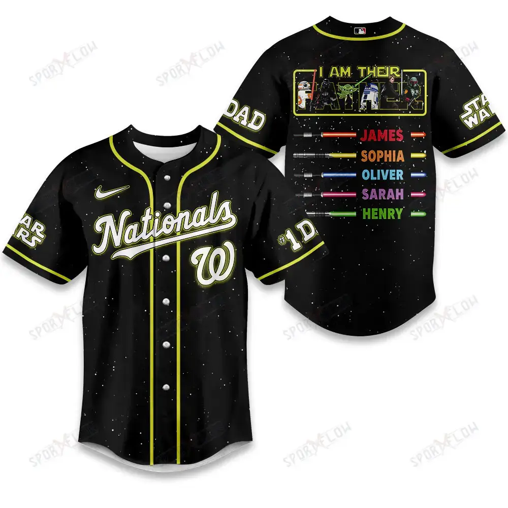 Washington Nationals X Star Wars I Am Their Father Custom Name Baseball Jersey Image