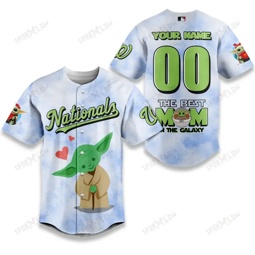 Washington Nationals X Star Wars Yoda Best Mom Custom Baseball Jersey Image
