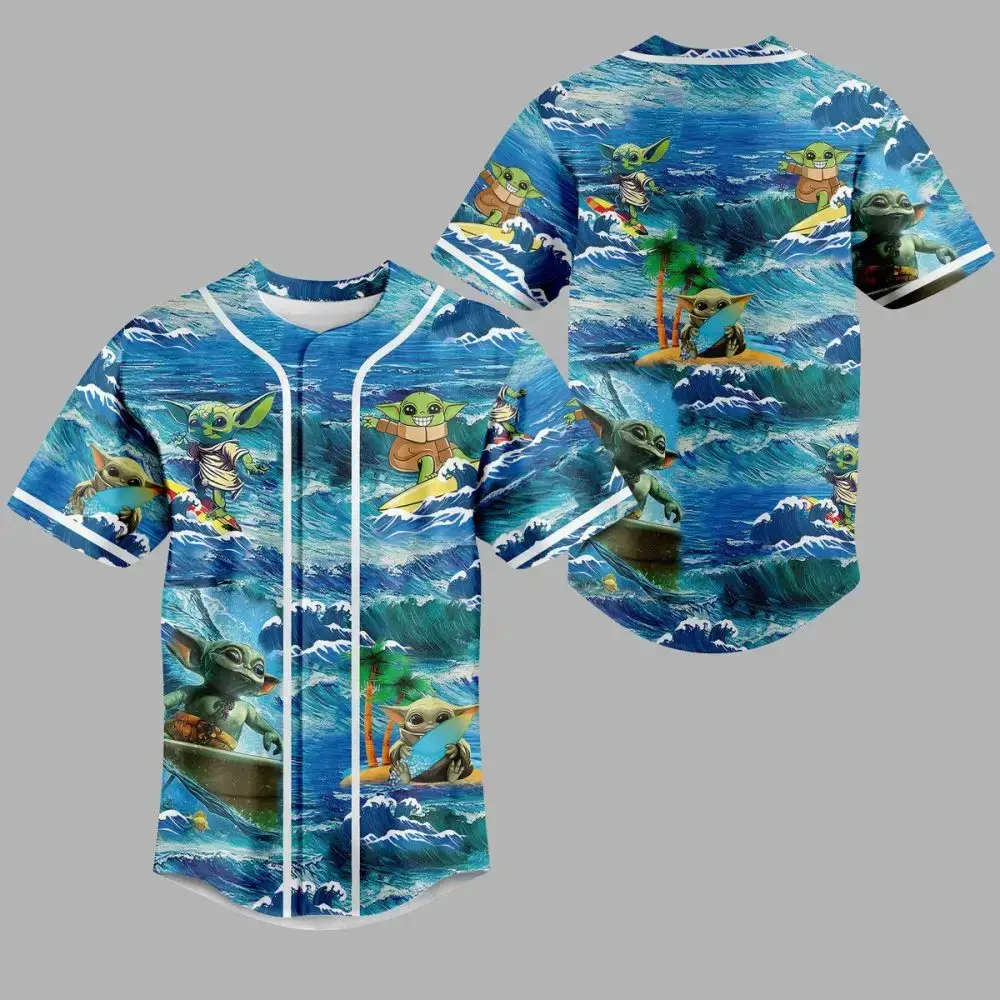Wave Rider Baseball Jersey – Fun Cartoon Surf Design For Beach Lovers Image