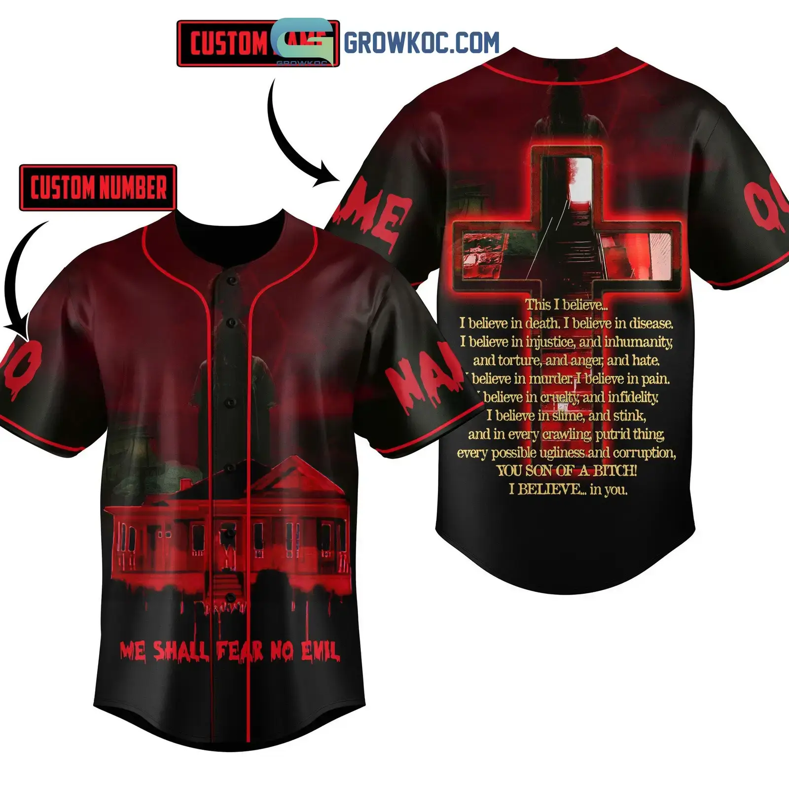 We Shall Fear No Evil Personalized Baseball Jersey Image