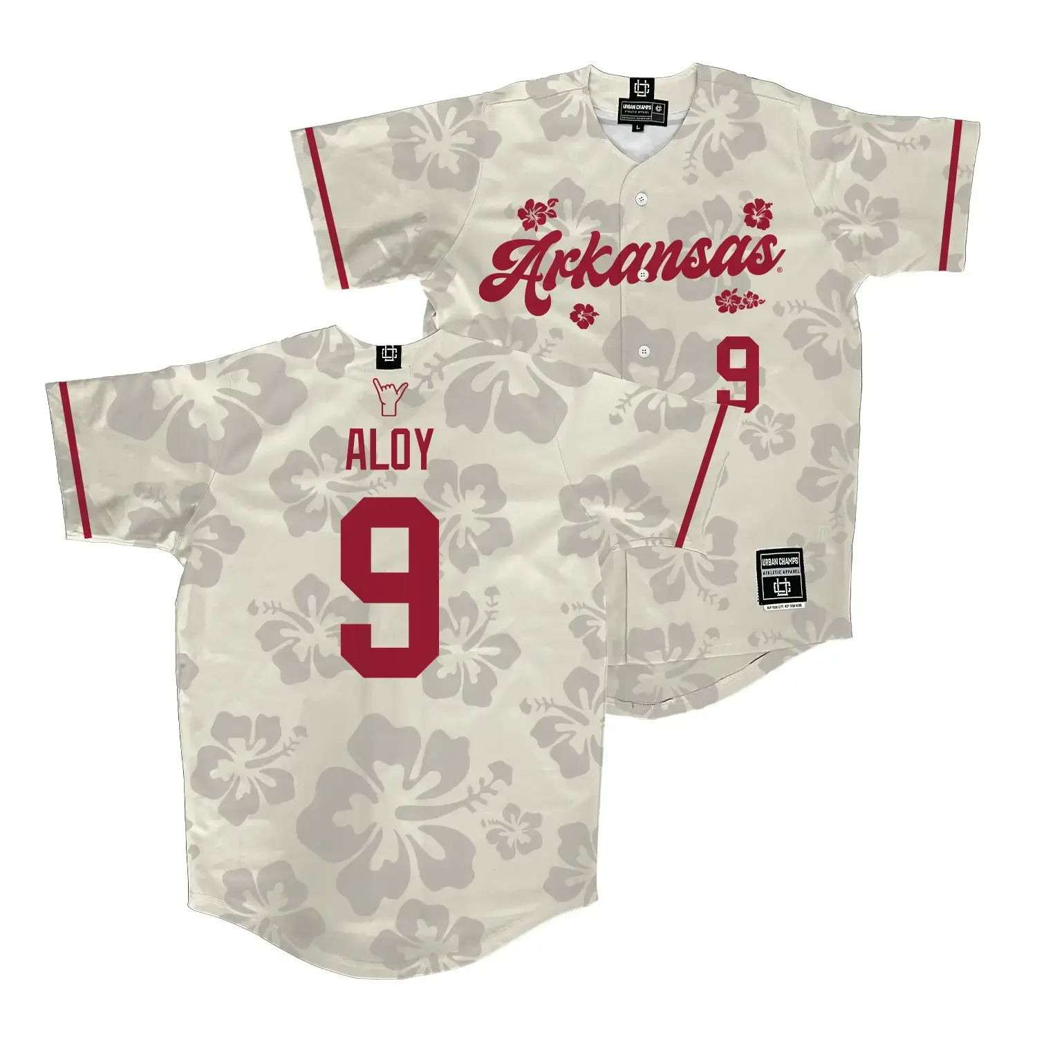 Wehiwa Aloy Arkansas Baseball Hawaiian Jersey Image
