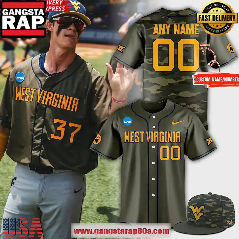 West Virginia Mountaineers Military Appreciation 2025 Camo Baseball Jersey Shirts Image