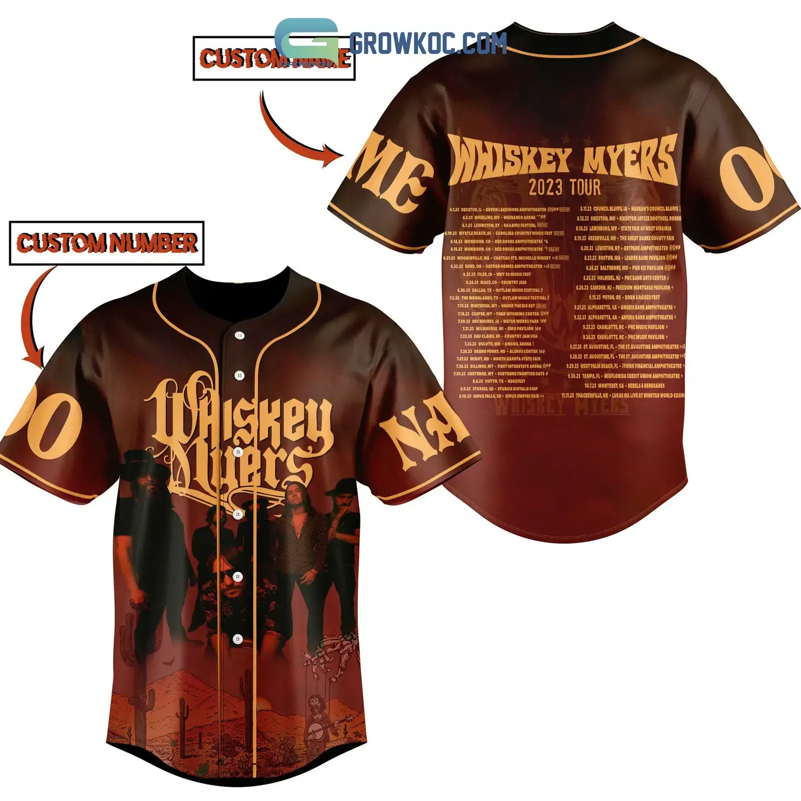 Whiskey Myers 2023 Tour Personalized Baseball Jersey Image