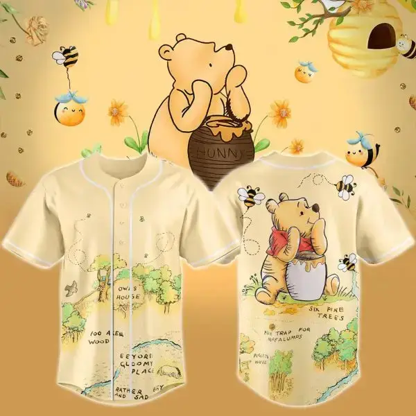 Winnie The Pooh 2026 Hundred Acre Woods Map Baseball Jersey Winnie The Pooh Merch Gifts For Son Image