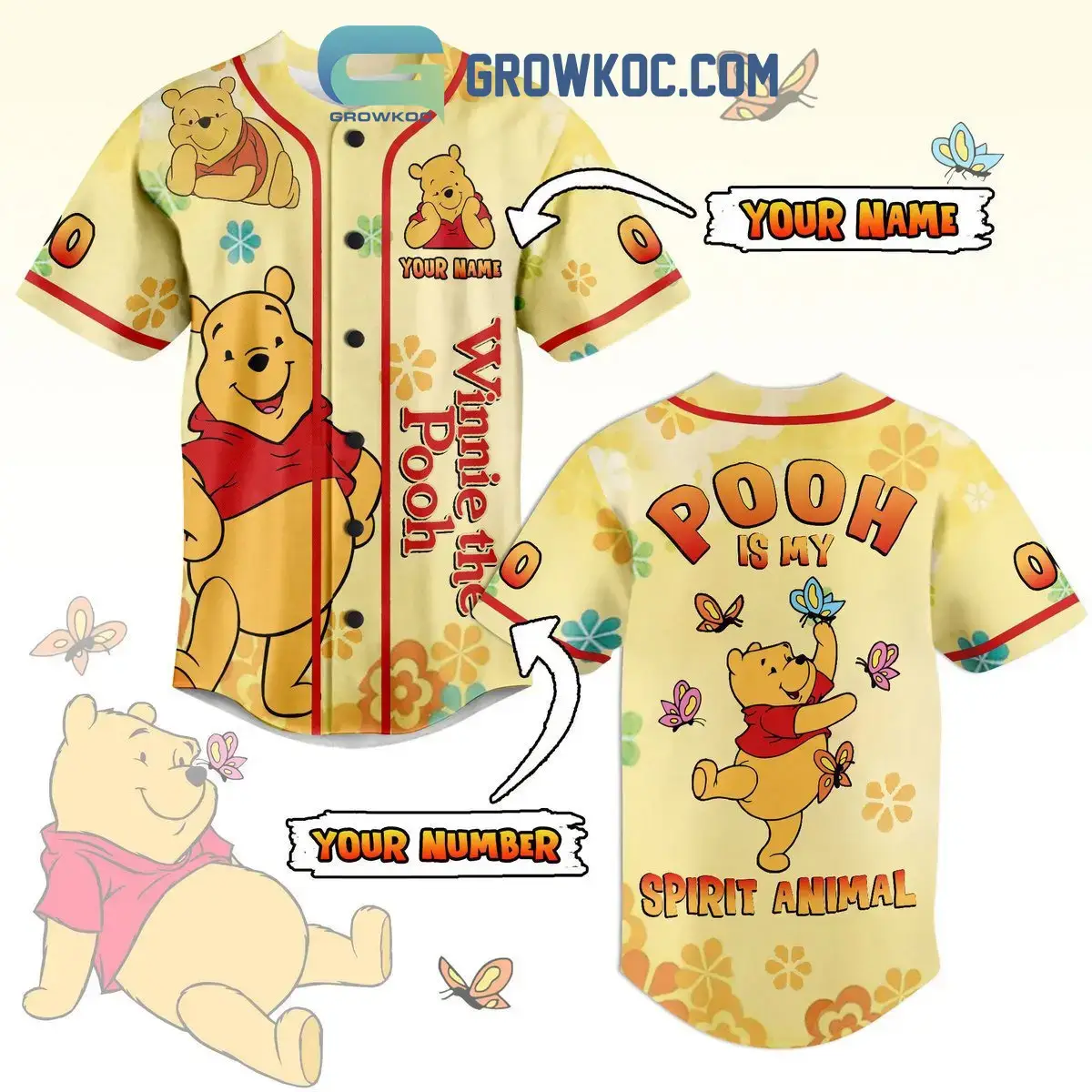 Winnie The Pooh Is My Spirit Animal Personalized Baseball Jersey Image