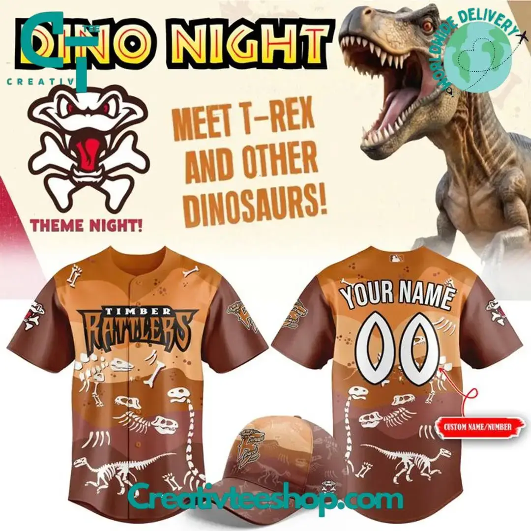 Wisconsin Timber Rattlers X Dino Night Personalized Baseball Jersey Image