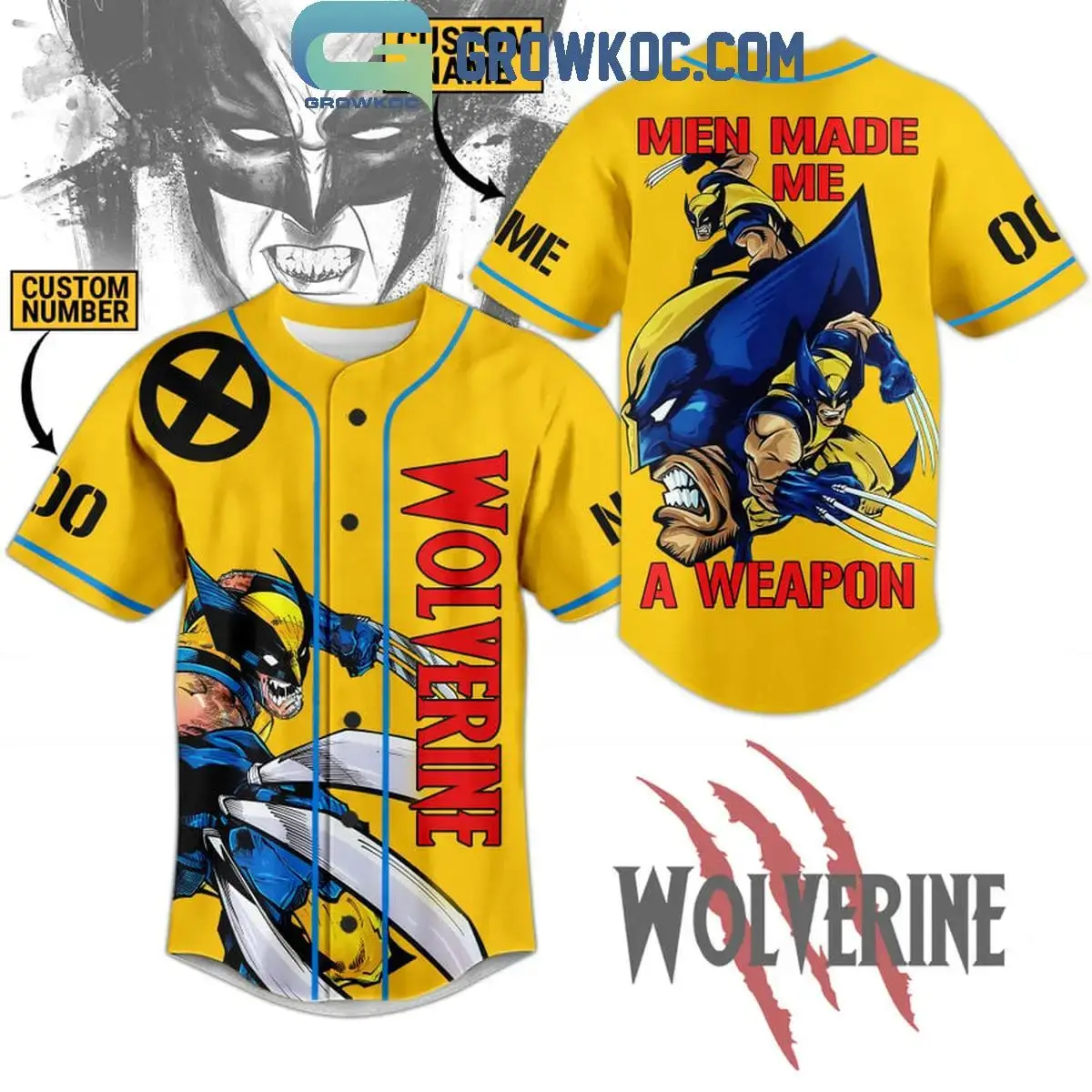 Wolverine X-Men '97 Men Made Me A Weapon Personalized Baseball Jersey Image