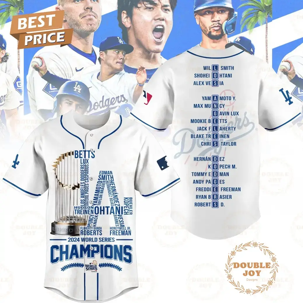 World Series Champs 2024 LA Dodgers Baseball Jersey - White Image