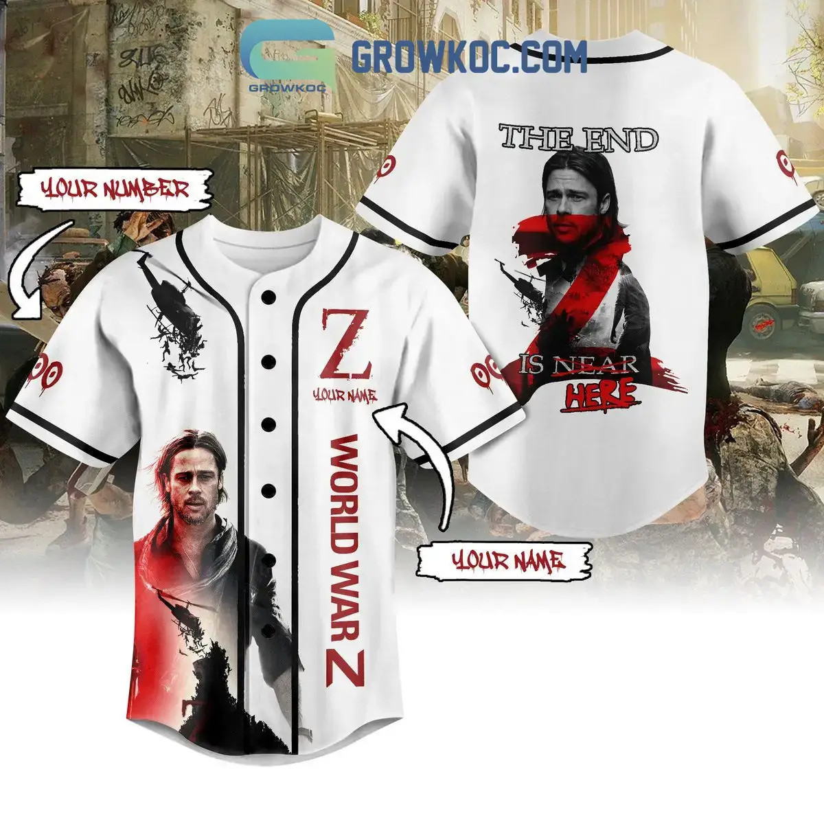 World War Z The End Is Here Personalized Baseball Jersey Image