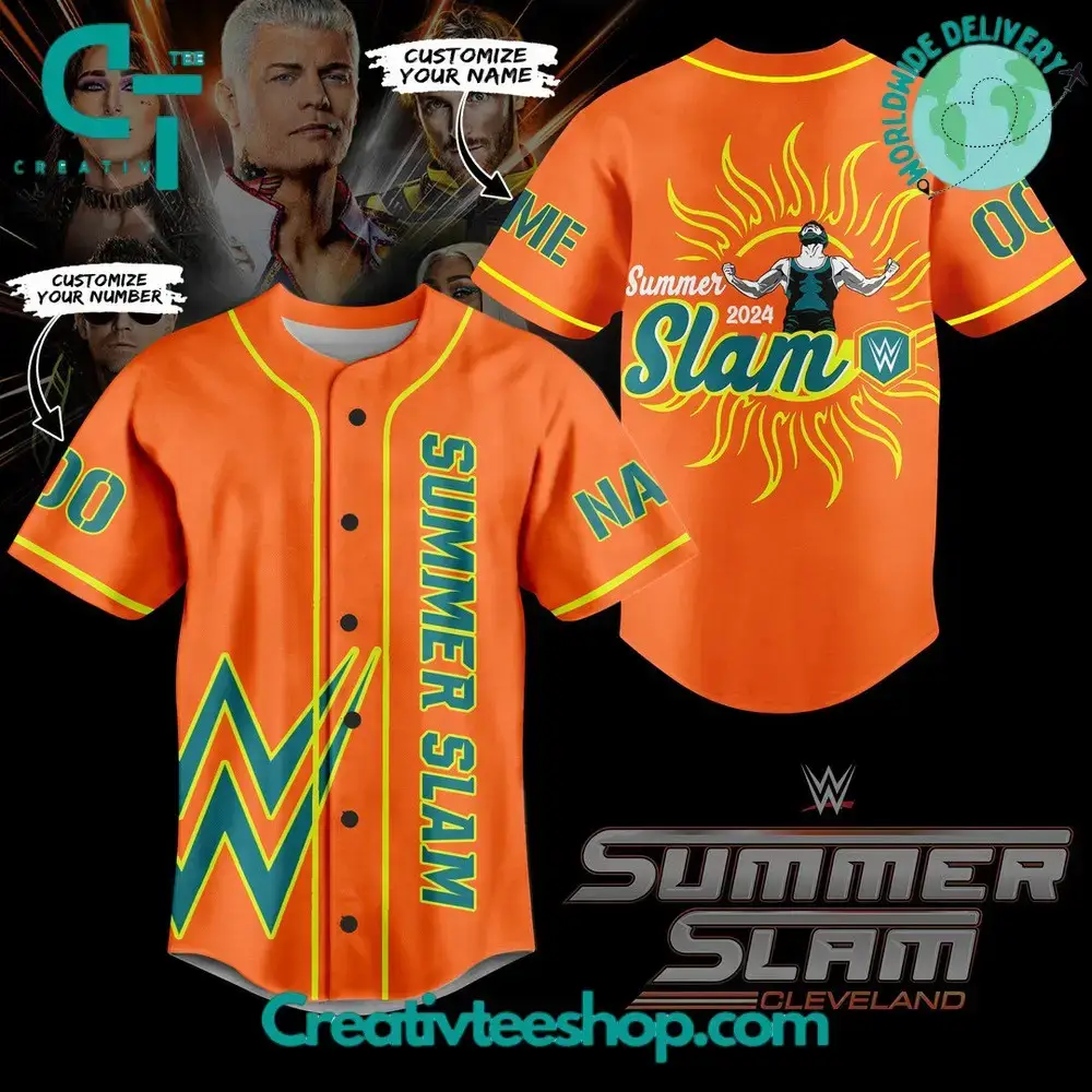 Wwe Summer Slam Cleveland 2024 Orange Baseball Jersey Image