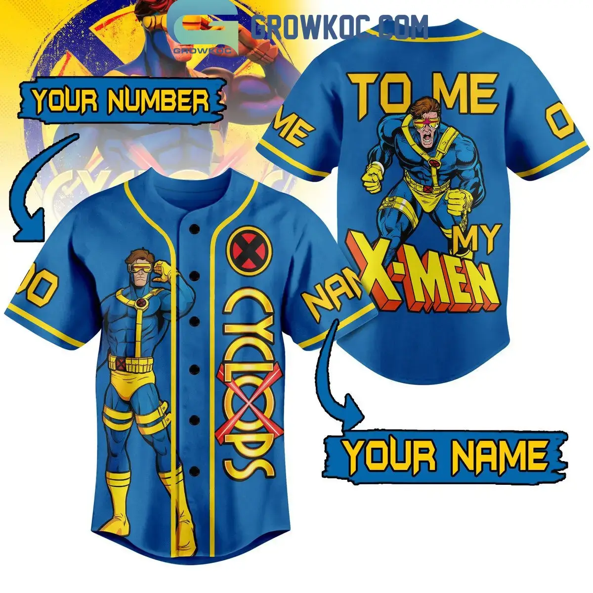 X-Men Cyclops To ME My X-Men Personalized Baseball Jersey Image