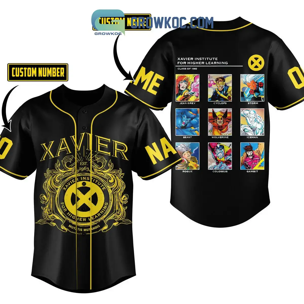 X-Men Xavier Institute For Higher Learning Class Of 1992 Personalized Baseball Jersey Image