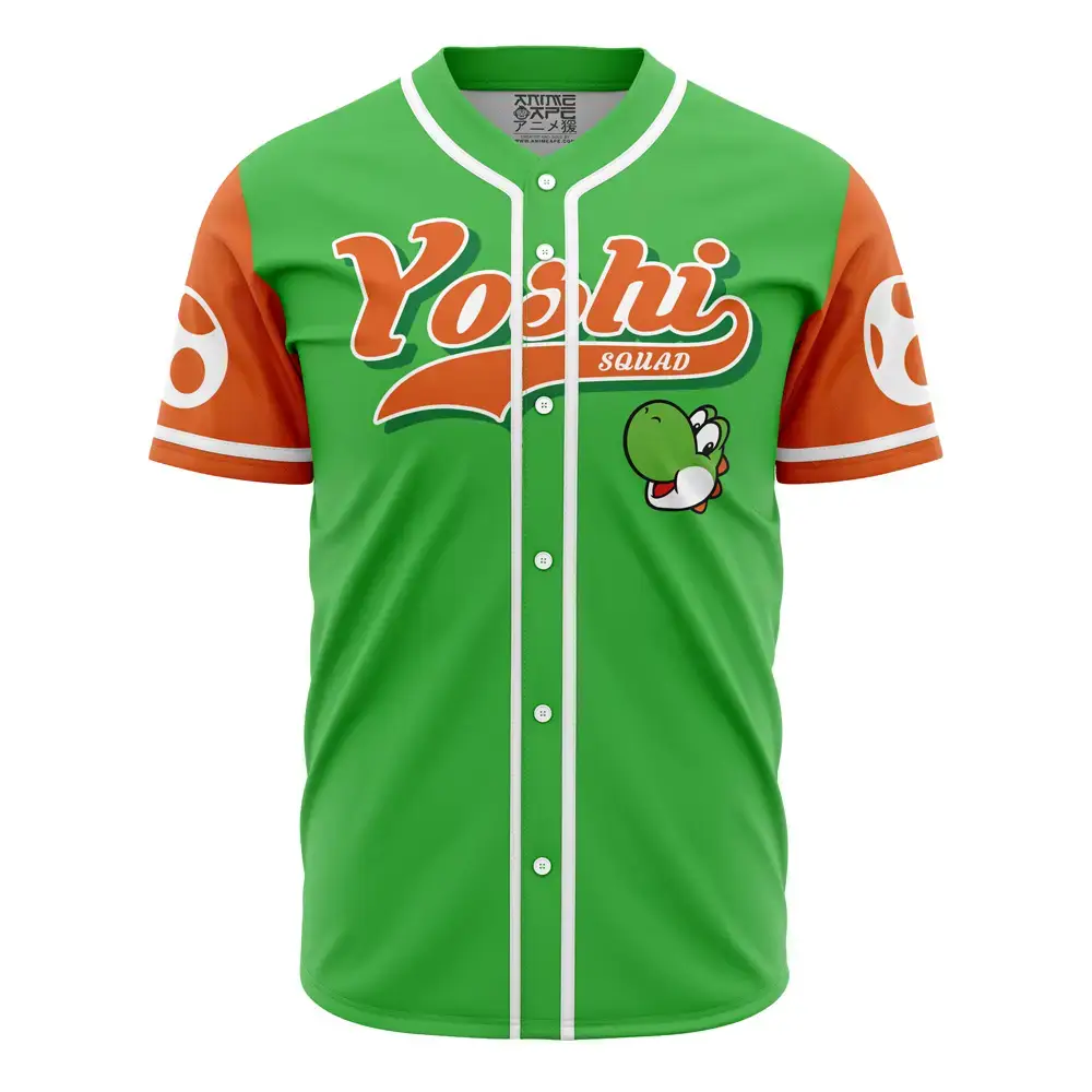 Yoshi Squad Green Baseball Jersey – Fun Gamer Apparel For Fans Image
