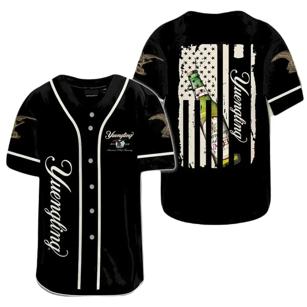 Yuengling Baseball Jersey - Classic Black With Patriotic Design - Perfect For Beer Lovers And Sports Fans Image