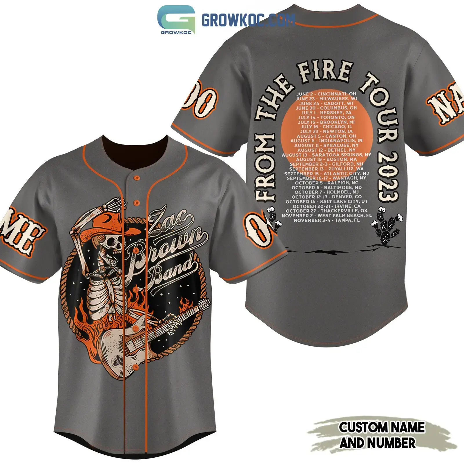 Zac Brown Band From The Fire Tour 2023 Personalized Baseball Jersey Image