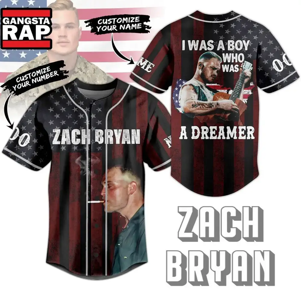 Zach Bryan I Was A Boy Who Was A Dreamer Custom Baseball Jersey Shirt Image