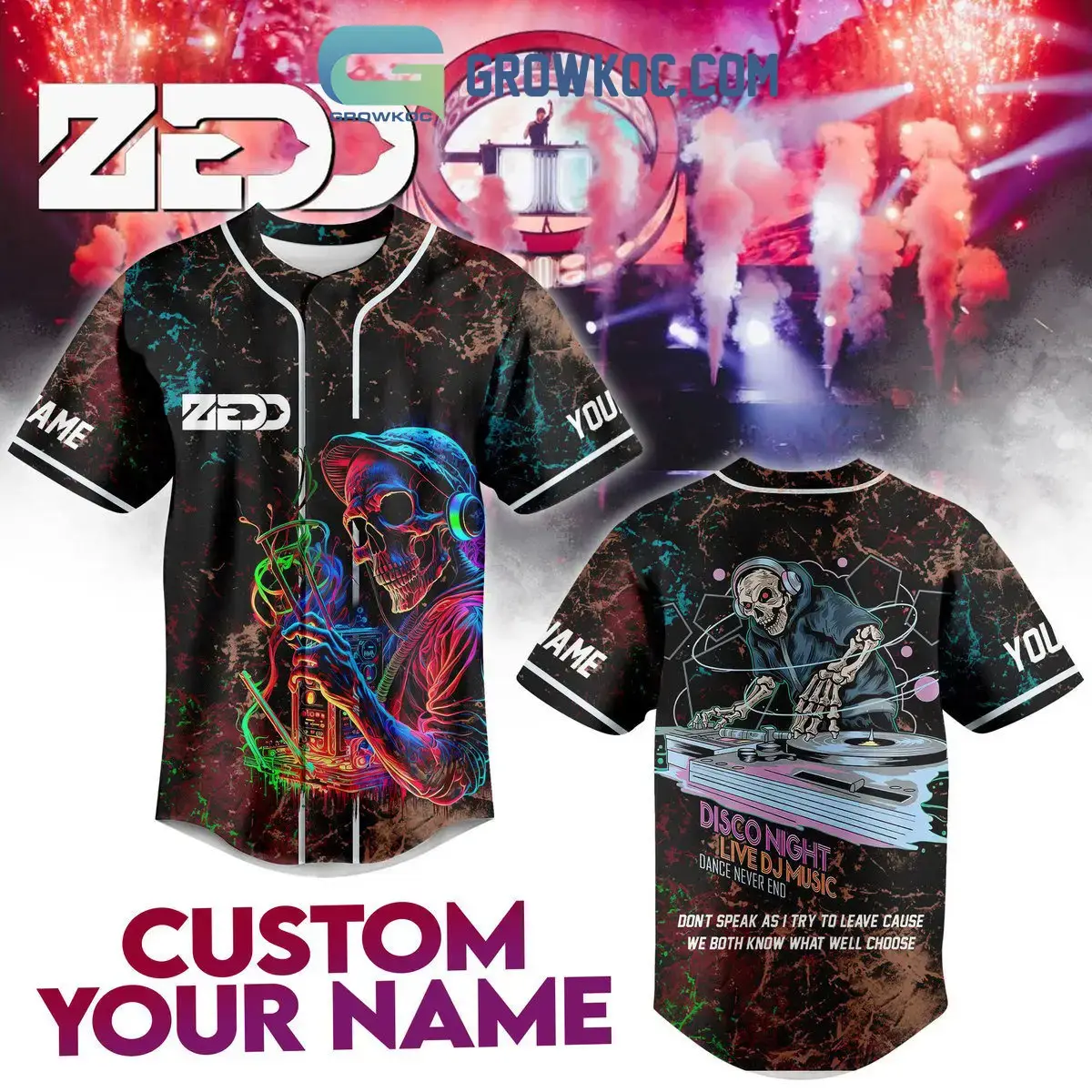 Zedd Disco Night Live DJ Music Dancer Never End Personalized Baseball Jersey Image