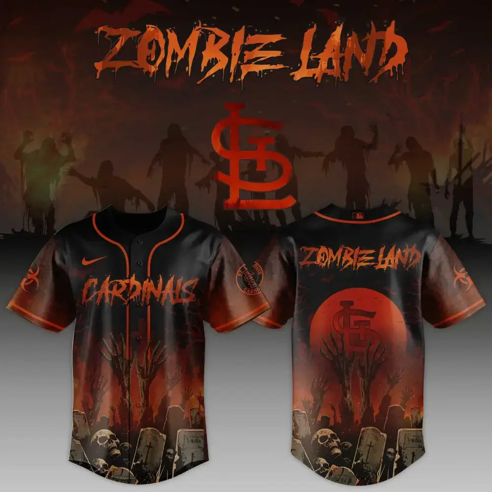 Zombie Land Cardinals Baseball Jersey - Spooky Halloween Fan Gear Image