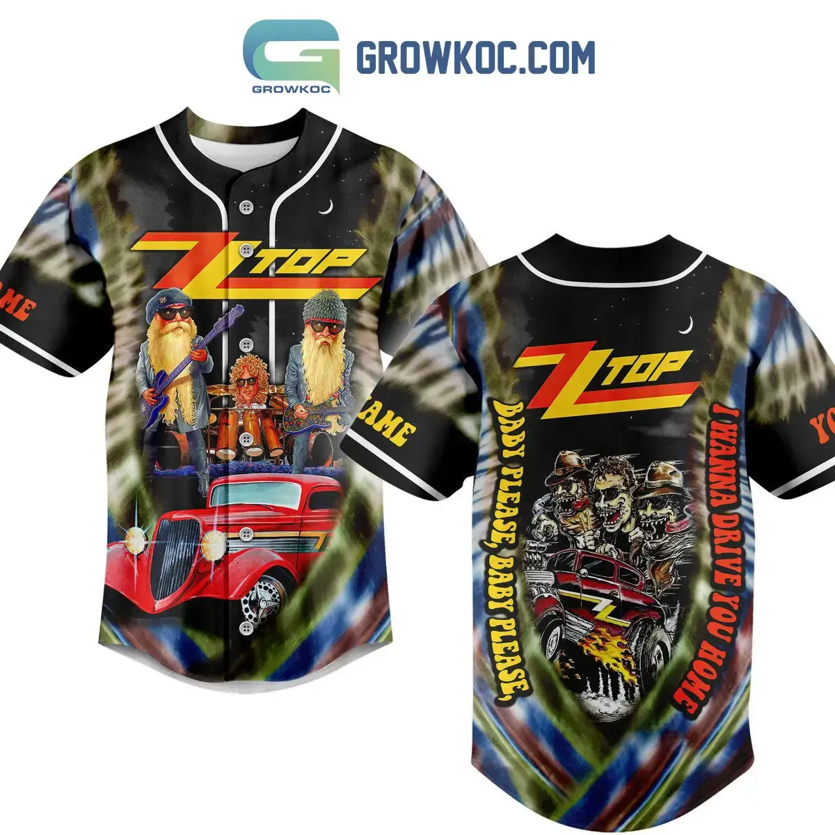 ZZTop Baby Please I Wanna Drive You Home Personalized Baseball Jersey Image