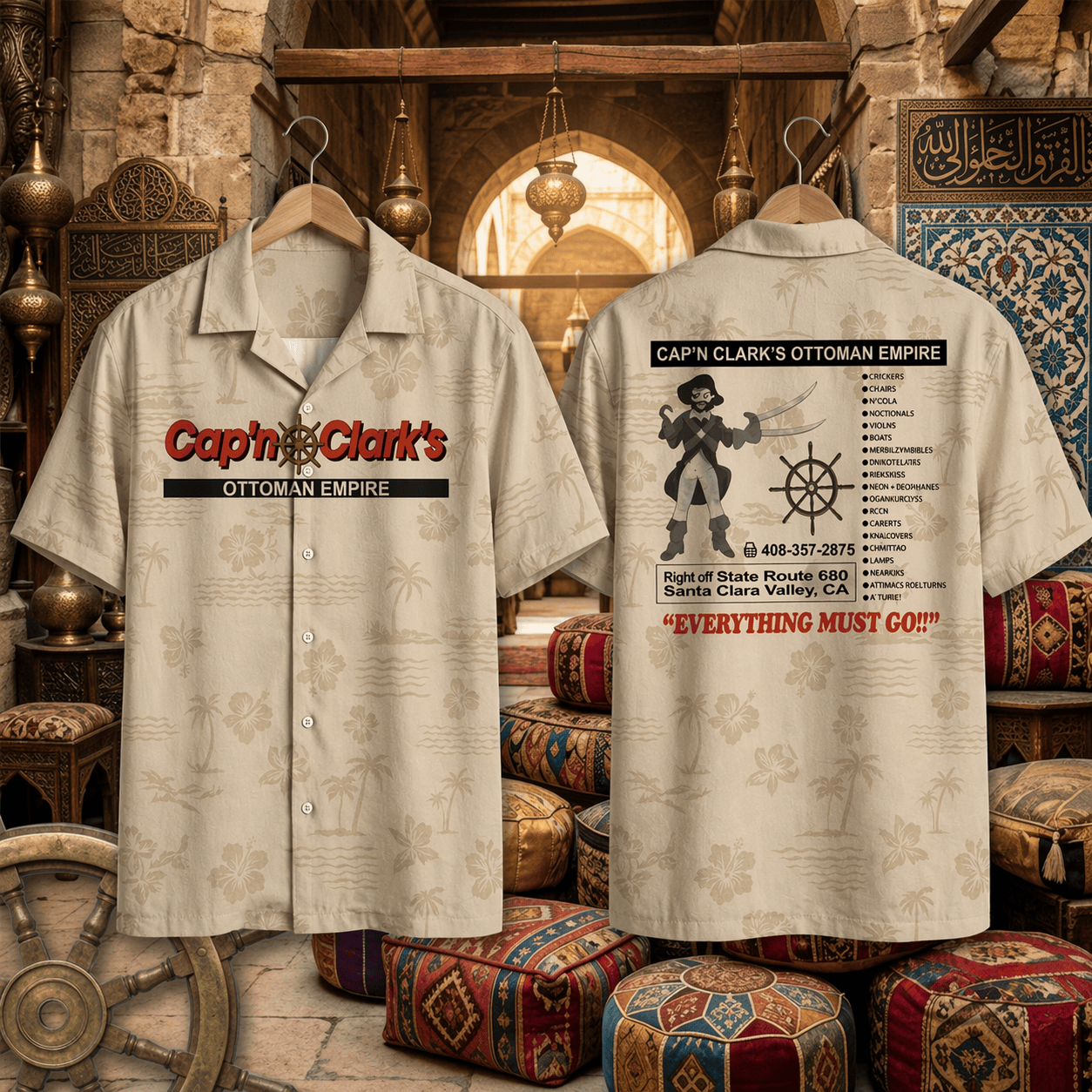 A24 Backrooms Cap'n Clark's Ottoman Empire Hawaiian Shirt Fathers Day Gift for Husband