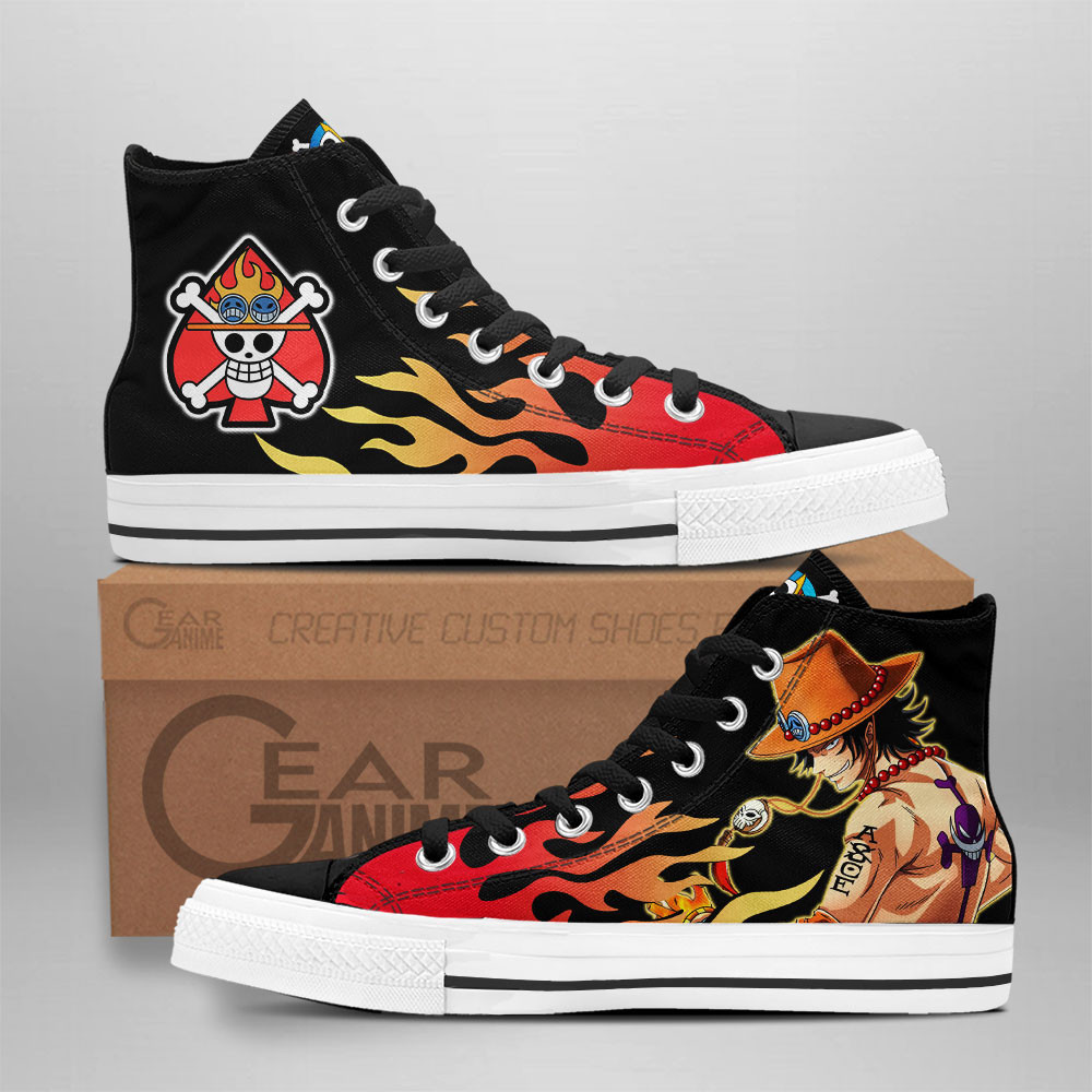 Ace D. Portgas Custom Anime High-Top Canvas Shoes NTT090